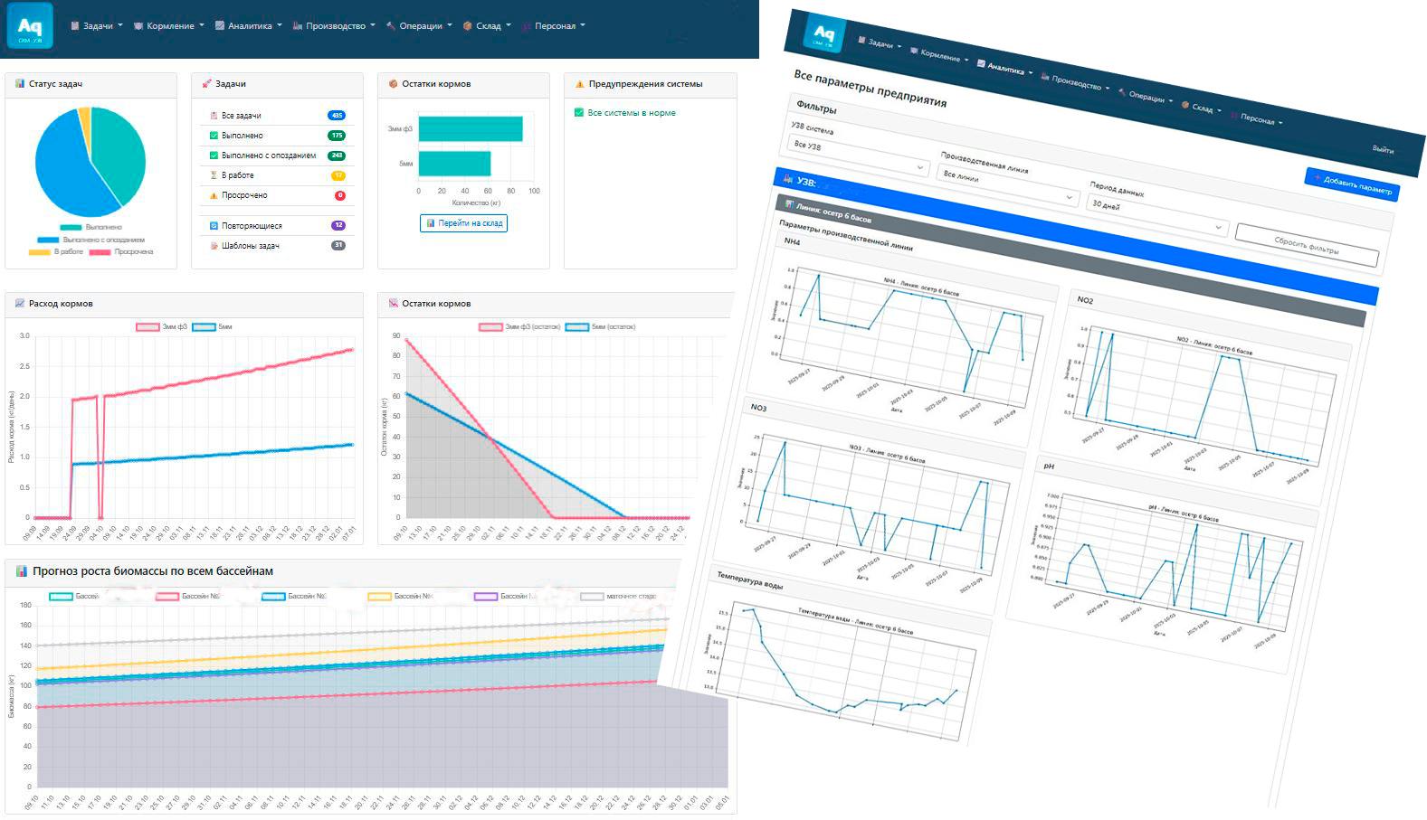 Интерфейс программы AquaCRM для управления УЗВ